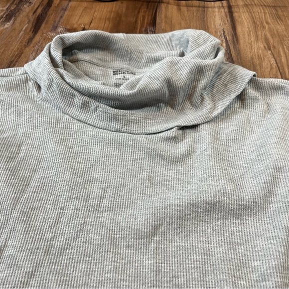 Michael Michael Kors S Waffle Knit Top NWT Thermal Gray Shirt Cowl Neck - Picture 2 of 5